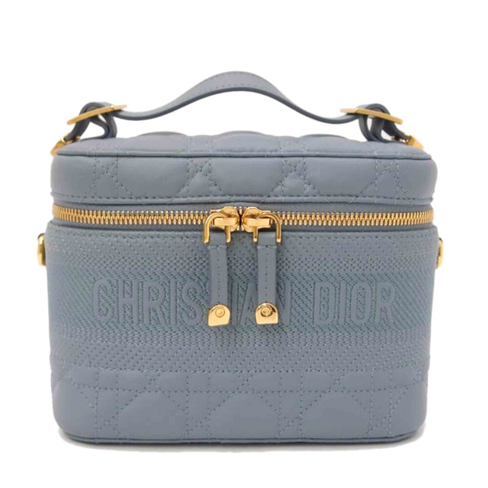 Christian Dior Cannage Vanity Shoulder Bag Blue